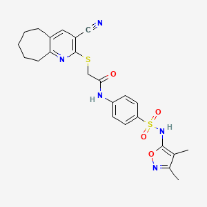 2-[(3-cyano-6,7,8,9-tetrahydro-5H-cyclohepta[b]pyridin-2-yl)thio]-N-[4-[(3,4-dimethyl-5-isoxazolyl)sulfamoyl]phenyl]acetamide
