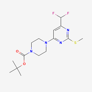 molecular formula C15H22F2N4O2S B12246665 Tert-butyl 4-[6-(difluoromethyl)-2-(methylsulfanyl)pyrimidin-4-yl]piperazine-1-carboxylate 