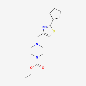 molecular formula C16H25N3O2S B12246768 Ethyl 4-[(2-cyclopentyl-1,3-thiazol-4-yl)methyl]piperazine-1-carboxylate 