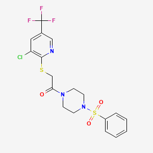 1-[4-(Benzenesulfonyl)-1-piperazinyl]-2-[[3-chloro-5-(trifluoromethyl)-2-pyridinyl]thio]ethanone