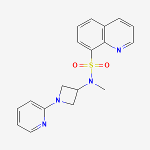 molecular formula C18H18N4O2S B12246823 N-methyl-N-[1-(pyridin-2-yl)azetidin-3-yl]quinoline-8-sulfonamide 