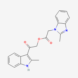 molecular formula C21H19N3O3 B1224684 2-(2-methyl-1-benzimidazolyl)acetic acid [2-(2-methyl-1H-indol-3-yl)-2-oxoethyl] ester 