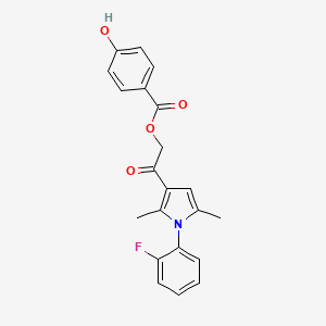 molecular formula C21H18FNO4 B1224685 4-Hydroxybenzoic acid [2-[1-(2-fluorophenyl)-2,5-dimethyl-3-pyrrolyl]-2-oxoethyl] ester 