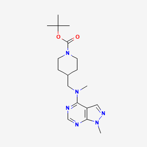 molecular formula C18H28N6O2 B12246891 tert-butyl 4-{[methyl({1-methyl-1H-pyrazolo[3,4-d]pyrimidin-4-yl})amino]methyl}piperidine-1-carboxylate 