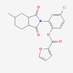 molecular formula C20H18ClNO5 B1224692 4-chloro-2-(5-methyl-1,3-dioxooctahydro-2H-isoindol-2-yl)phenyl 2-furoate 