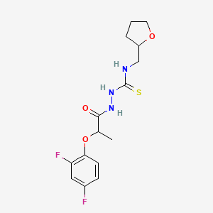 molecular formula C15H19F2N3O3S B1224693 1-[[2-(2,4-二氟苯氧基)-1-氧代丙基]氨基]-3-(2-氧代环氧烷基甲基)硫脲 