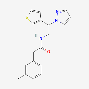 molecular formula C18H19N3OS B12246949 N-(2-(1H-pyrazol-1-yl)-2-(thiophen-3-yl)ethyl)-2-(m-tolyl)acetamide 