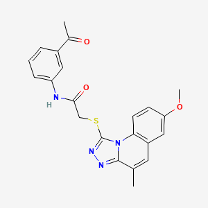 molecular formula C22H20N4O3S B1224699 N-(3-acetylphenyl)-2-[(7-methoxy-4-methyl-[1,2,4]triazolo[4,3-a]quinolin-1-yl)thio]acetamide 