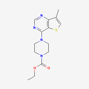 molecular formula C14H18N4O2S B12246997 Ethyl 4-{7-methylthieno[3,2-d]pyrimidin-4-yl}piperazine-1-carboxylate 