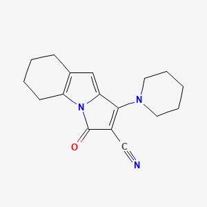 molecular formula C17H19N3O B1224701 1-Oxo-3-(1-piperidinyl)-5,6,7,8-tetrahydropyrrolo[1,2-a]indole-2-carbonitrile 