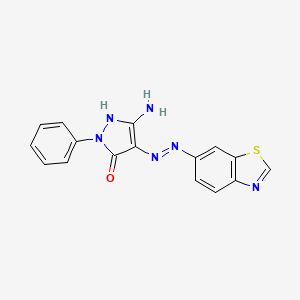 molecular formula C16H12N6OS B1224708 5-Amino-4-(1,3-benzothiazol-6-ylhydrazinylidene)-2-phenyl-3-pyrazolone 