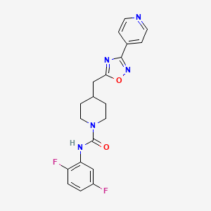 molecular formula C20H19F2N5O2 B12247102 N-(2,5-difluorophenyl)-4-{[3-(pyridin-4-yl)-1,2,4-oxadiazol-5-yl]methyl}piperidine-1-carboxamide 