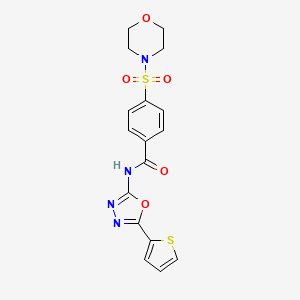 molecular formula C17H16N4O5S2 B1224714 4-(4-morpholinylsulfonyl)-N-(5-thiophen-2-yl-1,3,4-oxadiazol-2-yl)benzamide 