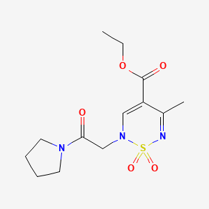 molecular formula C13H19N3O5S B12247189 ethyl 5-methyl-1,1-dioxo-2-[2-oxo-2-(pyrrolidin-1-yl)ethyl]-2H-1lambda6,2,6-thiadiazine-4-carboxylate 