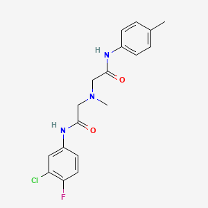 molecular formula C18H19ClFN3O2 B1224721 2-[[2-(3-chloro-4-fluoroanilino)-2-oxoethyl]-methylamino]-N-(4-methylphenyl)acetamide 