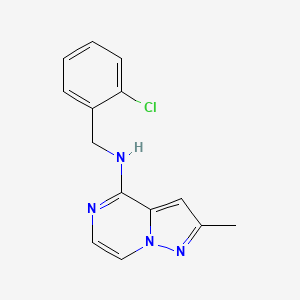 molecular formula C14H13ClN4 B12247248 N-[(2-chlorophenyl)methyl]-2-methylpyrazolo[1,5-a]pyrazin-4-amine 
