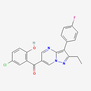 (5-Chloro-2-hydroxyphenyl)-[2-ethyl-3-(4-fluorophenyl)-6-pyrazolo[1,5-a]pyrimidinyl]methanone