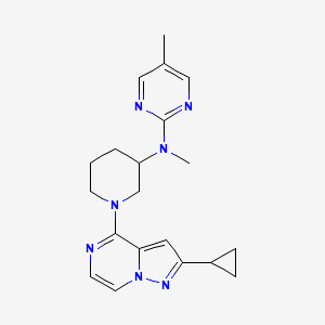 molecular formula C20H25N7 B12247316 N-(1-{2-cyclopropylpyrazolo[1,5-a]pyrazin-4-yl}piperidin-3-yl)-N,5-dimethylpyrimidin-2-amine 
