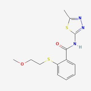 molecular formula C13H15N3O2S2 B1224743 2-(2-methoxyethylthio)-N-(5-methyl-1,3,4-thiadiazol-2-yl)benzamide 