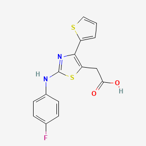 molecular formula C15H11FN2O2S2 B1224745 2-[2-(4-Fluoroanilino)-4-thiophen-2-yl-5-thiazolyl]acetic acid 