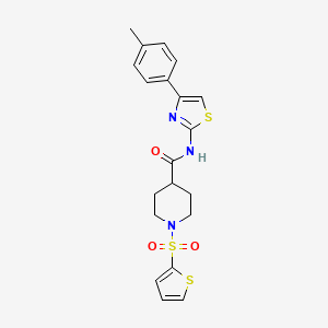 molecular formula C20H21N3O3S3 B1224746 N-[4-(4-methylphenyl)-2-thiazolyl]-1-thiophen-2-ylsulfonyl-4-piperidinecarboxamide 