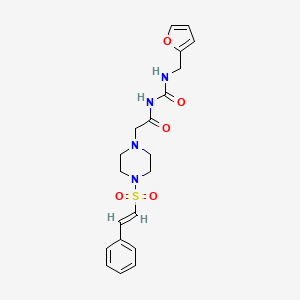 molecular formula C20H24N4O5S B1224751 N-(furan-2-ylmethylcarbamoyl)-2-[4-[(E)-2-phenylethenyl]sulfonylpiperazin-1-yl]acetamide 