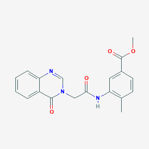 molecular formula C19H17N3O4 B1224752 4-Methyl-3-[[1-oxo-2-(4-oxo-3-quinazolinyl)ethyl]amino]benzoic acid methyl ester 