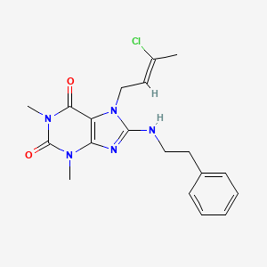 molecular formula C19H22ClN5O2 B1224762 7-[(Z)-3-chlorobut-2-enyl]-1,3-dimethyl-8-(2-phenylethylamino)purine-2,6-dione 