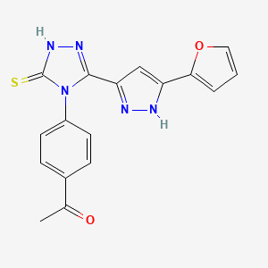 molecular formula C17H13N5O2S B1224763 1-[4-[3-[5-(2-furanyl)-1H-pyrazol-3-yl]-5-sulfanylidene-1H-1,2,4-triazol-4-yl]phenyl]ethanone 