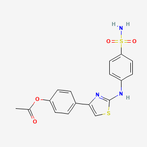 molecular formula C17H15N3O4S2 B1224764 Acetic acid [4-[2-(4-sulfamoylanilino)-4-thiazolyl]phenyl] ester 