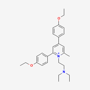 molecular formula C28H37N2O2+ B1224776 2-[2,4-bis(4-ethoxyphenyl)-6-methyl-1-pyridin-1-iumyl]-N,N-diethylethanamine 