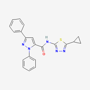 molecular formula C21H17N5OS B1224778 N-(5-cyclopropyl-1,3,4-thiadiazol-2-yl)-2,5-diphenyl-3-pyrazolecarboxamide 