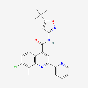 molecular formula C23H21ClN4O2 B1224780 N-(5-tert-butyl-3-isoxazolyl)-7-chloro-8-methyl-2-(2-pyridinyl)-4-quinolinecarboxamide 