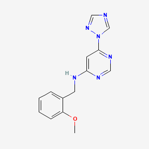 molecular formula C14H14N6O B12247822 N-[(2-methoxyphenyl)methyl]-6-(1H-1,2,4-triazol-1-yl)pyrimidin-4-amine 