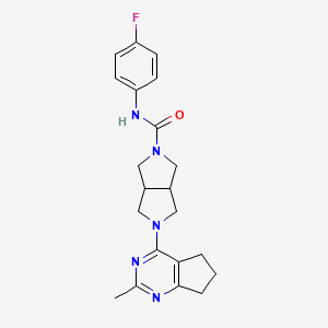 molecular formula C21H24FN5O B12247823 N-(4-fluorophenyl)-5-{2-methyl-5H,6H,7H-cyclopenta[d]pyrimidin-4-yl}-octahydropyrrolo[3,4-c]pyrrole-2-carboxamide 
