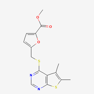 5-[[(5,6-Dimethyl-4-thieno[2,3-d]pyrimidinyl)thio]methyl]-2-furancarboxylic acid methyl ester
