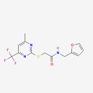 molecular formula C13H12F3N3O2S B12247867 N-(furan-2-ylmethyl)-2-{[4-methyl-6-(trifluoromethyl)pyrimidin-2-yl]sulfanyl}acetamide 
