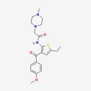 molecular formula C21H27N3O3S B1224792 N-[5-ethyl-3-[(4-methoxyphenyl)-oxomethyl]-2-thiophenyl]-2-(4-methyl-1-piperazinyl)acetamide 
