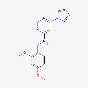 molecular formula C16H17N5O2 B12248029 N-[(2,4-dimethoxyphenyl)methyl]-6-(1H-pyrazol-1-yl)pyrimidin-4-amine 