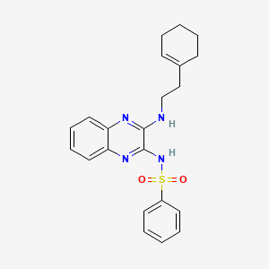 molecular formula C22H24N4O2S B1224813 N-[3-[2-(1-cyclohexenyl)ethylamino]-2-quinoxalinyl]benzenesulfonamide 