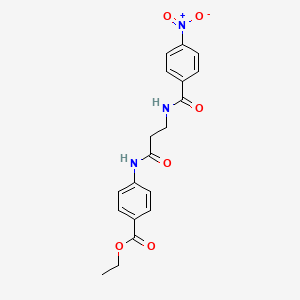 4-[[3-[[(4-Nitrophenyl)-oxomethyl]amino]-1-oxopropyl]amino]benzoic acid ethyl ester