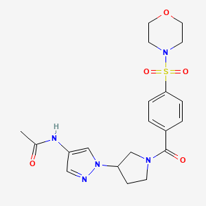 molecular formula C20H25N5O5S B12248191 N-(1-{1-[4-(morpholine-4-sulfonyl)benzoyl]pyrrolidin-3-yl}-1H-pyrazol-4-yl)acetamide 