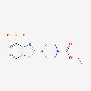 molecular formula C15H19N3O4S2 B12248249 Ethyl 4-(4-methanesulfonyl-1,3-benzothiazol-2-yl)piperazine-1-carboxylate 