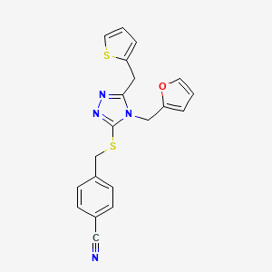 4-[[[4-(2-Furanylmethyl)-5-(thiophen-2-ylmethyl)-1,2,4-triazol-3-yl]thio]methyl]benzonitrile