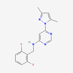 molecular formula C16H15F2N5 B12248283 N-[(2,6-difluorophenyl)methyl]-6-(3,5-dimethyl-1H-pyrazol-1-yl)pyrimidin-4-amine 