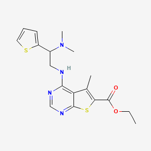 molecular formula C18H22N4O2S2 B1224830 4-[[2-(Dimethylamino)-2-thiophen-2-ylethyl]amino]-5-methyl-6-thieno[2,3-d]pyrimidinecarboxylic acid ethyl ester 