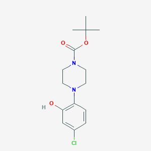 molecular formula C15H21ClN2O3 B12248325 Tert-butyl 4-(4-chloro-2-hydroxyphenyl)piperazine-1-carboxylate 