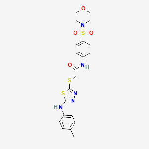 molecular formula C21H23N5O4S3 B1224835 2-[[5-(4-methylanilino)-1,3,4-thiadiazol-2-yl]thio]-N-[4-(4-morpholinylsulfonyl)phenyl]acetamide 