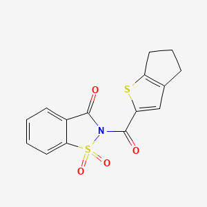 molecular formula C15H11NO4S2 B1224837 2-[5,6-dihydro-4H-cyclopenta[b]thiophen-2-yl(oxo)methyl]-1,1-dioxo-1,2-benzothiazol-3-one 