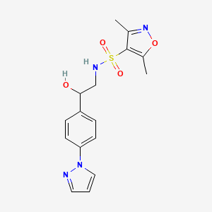 molecular formula C16H18N4O4S B12248416 N-{2-hydroxy-2-[4-(1H-pyrazol-1-yl)phenyl]ethyl}-3,5-dimethyl-1,2-oxazole-4-sulfonamide 